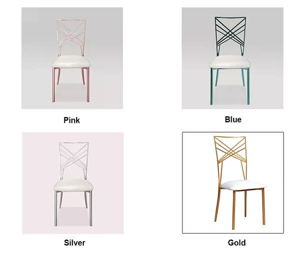 Gold Chameleon Banquet Wedding Chair Stackable Luxury Metal Cross Back