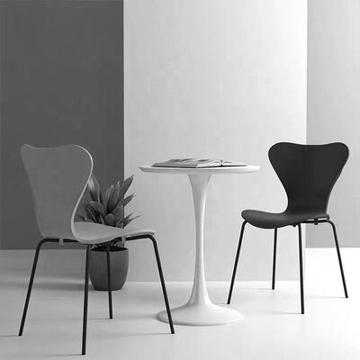 Rustic Pp Metal Leg Dining Chairs Colorful Nordic Black Stackable