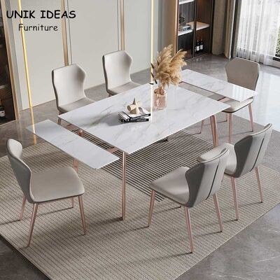 Minimalist Slate Dining Table Set With Chair Combination Telescopic Foldable