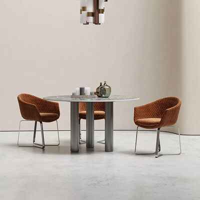 Luxury Custom Nordic Dining Chair Orange Velvet Metal Leg Hotel Furniture Seat