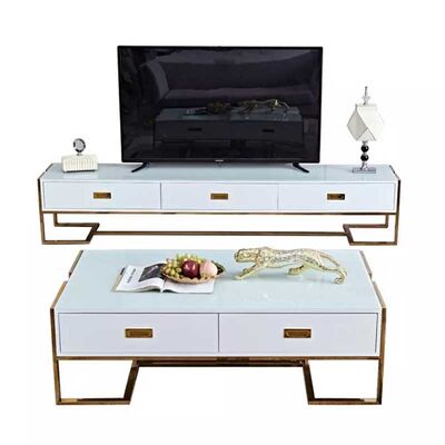 Modern Luxury TV Stand Center Table With Storage Drawer Home Furniture