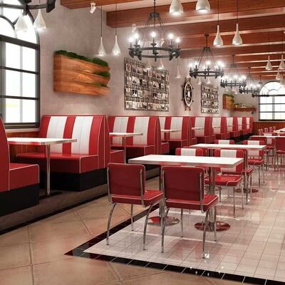 Restaurant Dining Pu Leather Commercial Booth Seating 1950s America Design