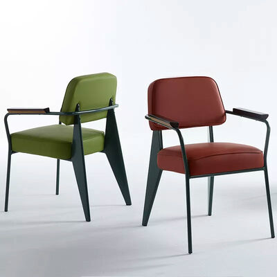 Powder Coat Metal Frame Restaurant Chairs Modern Simple Armchair Soft Leather