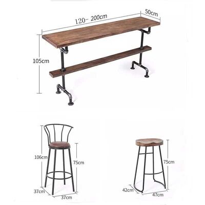 Rectangle Bistro Bar Table And Stools Wooden Metal Industrial High Table And Stools