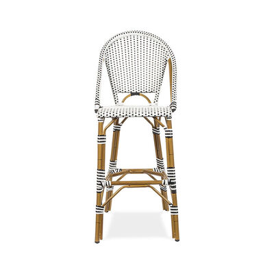 Aluminum Tube High Back Kitchen Chairs Restaurant PE Rattan Bistro Bar Stool