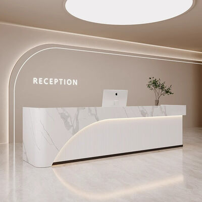 Good price Free Logo Custom Luxury Design Wooden Reception Desks Commercial Furniture Office Hotel Restaurant Bar Front Counter online