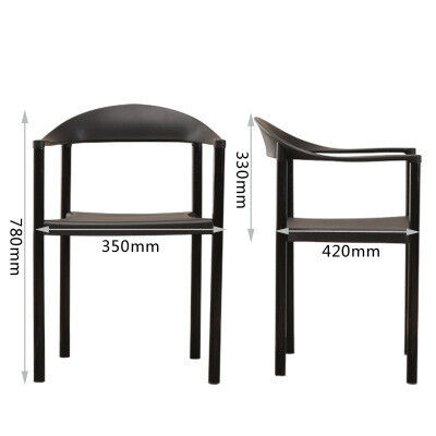 Lounge Outdoor Leisure Chair With Armrest PP Plastic White Black Stacking 35x42x78 CM