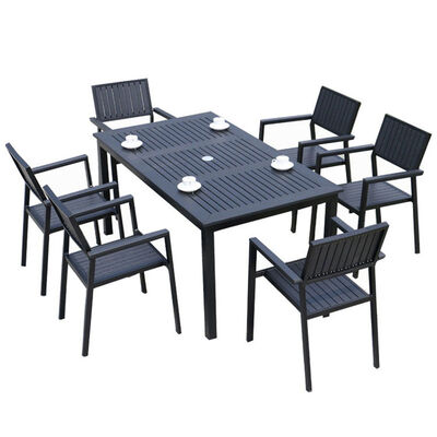 Patio Garden Furniture Black Waterproof Outdoor Dining Table D80xL120xH73CM