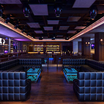 11  10 Seater Blue Black U Shaped Sectional Sofa With Recliners Led Cube Table