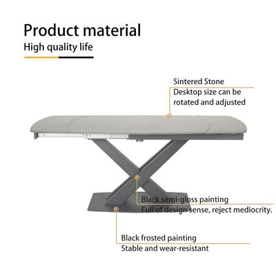 Marble Extendable Dining Table And Chairs Set Modern Nordic Black Adjusted 200cm