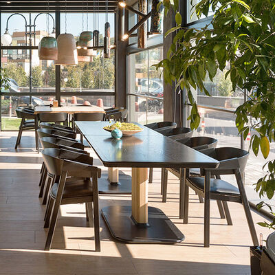 76cm Nature Wood Dining Chair Coffee Lounge Armrest 8.5kg