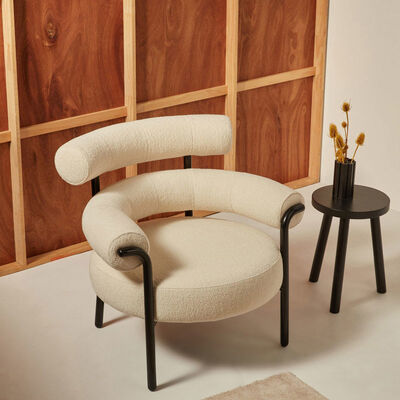 Sheepskin Fabric Single Seater Armchair Sofa Accent White Elegant 79.1cm