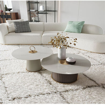 Round Slate Coffee Center Table Home Light Luxury Style 80x37cm