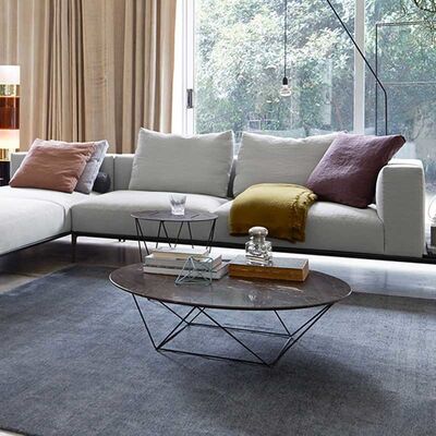 Black White Light Luxury Marble Coffee Table Marble Living Room Side Table