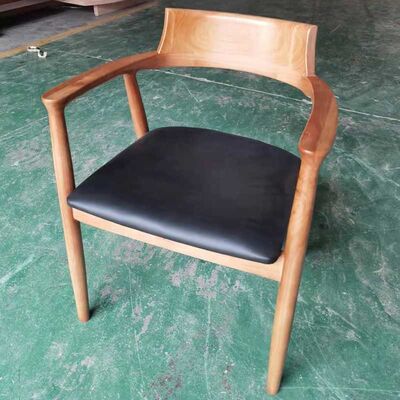 Vintage Lounge Dining Chair Solid Wood Ash Frame Leather Cover Sponge Cushion
