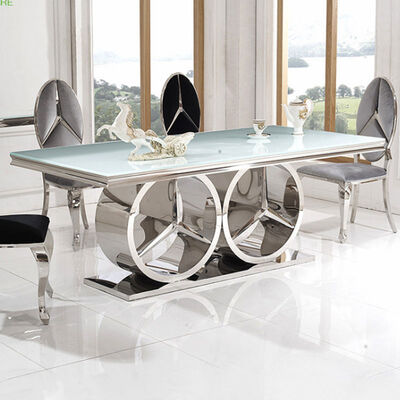 Rectangle Marble Dining Table With 8 Chairs 201 Stainless Steel Leg