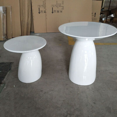 Fiberglass Oval Shaped Coffee Side Table Living Room Tea Table White Color