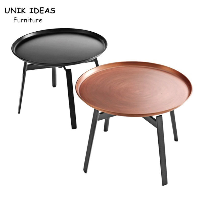 Round Corner Coffee Center Table Home Furniture Minimalist Metal Tray