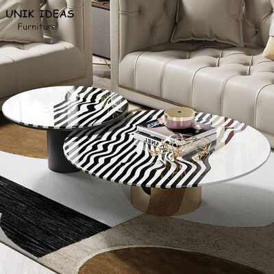 Good price Light Luxury Zebra Stripes Steel Coffee Table Set H45cm Round Stylish online