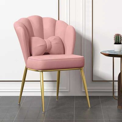 Good price Leisure Metal Velvet Nordic Dining Chair Pink Restaurant Sponge Internal Filling online