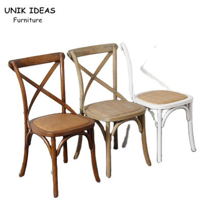 Good price Industrial Stackable Cross Back Wood Chair Soft Cushion Durable For Dining Room online