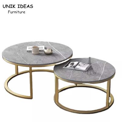 Good price Double Round Luxury Center Tables Gold Stainless Steel Leg Marble Top online