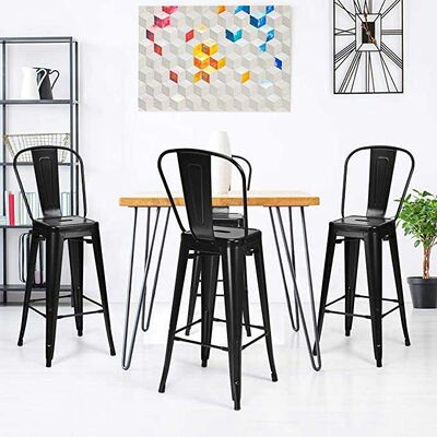 Good price Restaurant High Bistro Table And Stools Outdoor Modern Black Metal Stackable Style online