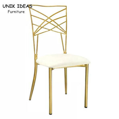 Good price Gold Chameleon Banquet Wedding Chair Stackable Luxury Metal Cross Back online