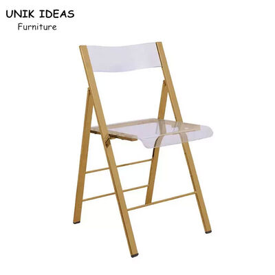 Good price Gold Stainless Steel Frame Transparent Acrylic Chair Folding Wedding Chair For Hotel online