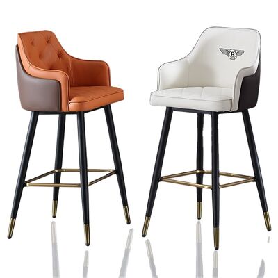 Good price Metal Arm Orange Synthetic Leather Stool Cheap Commercial Modern Tall Bar Chair online