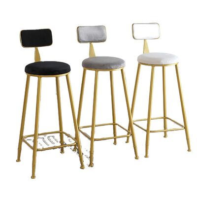 Good price Hot Sale Nordic Tall Cheap Counter Furniture Gold Metal Velvet Back Luxury Kitchen Modern High Stool Bar Chairs for Bar Table online