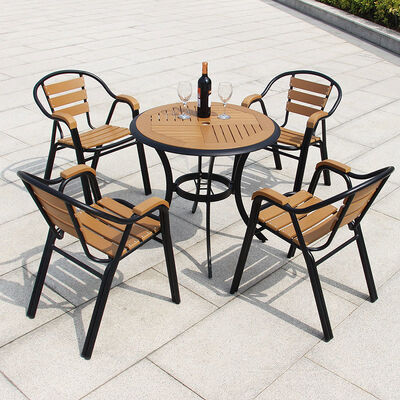 Good price Modern Minimalist WPC Outdoor Table and Chair Leisure Furniture Courtyard Balcony Armrest Aluminum Chair online