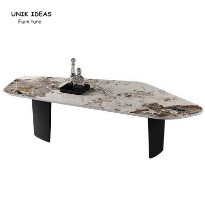 Good price Black  White Marble Stone Top Coffee Table Sets Stainless Steel L140xW60xH38cm online