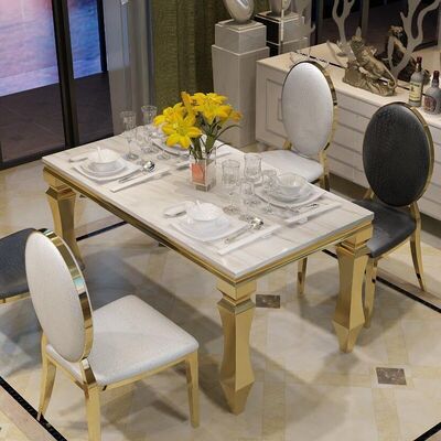 Good price Garden Home Luxury Dining Table And Chairs 240cm 120cm 140cm 6 Seater  Marble online