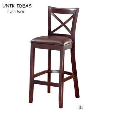 Good price Breakfast Wooden Bar Stools With Backs Wood Counter Height Chairs 41x46x116cm online
