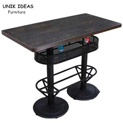 Good price Vintage Pub Table Rectangle High Top Table Wood Restaurant  60x120x103cm online