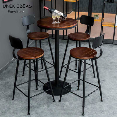Good price 55CM Round Retro Bar Table Pub Set Coffee High Chair Solid Wood online