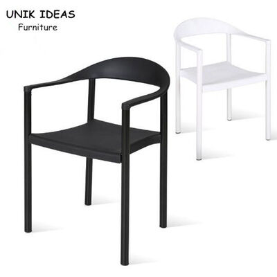 Good price Lounge Outdoor Leisure Chair With Armrest PP Plastic White Black Stacking 35x42x78 CM online