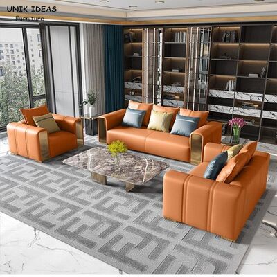 Good price Luxury Leather Modern Living Room Sectional Sofas Couches With Recliners Brown online