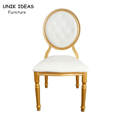 Good price Party Hall Wedding Banquet Chairs Rental Round Back Restaurant Gold 38x40x93cm online