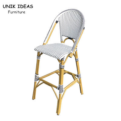 Good price Cafe Bistro Bar Stool White Rattan Counter Height Chairs Outdoor Restaurant online