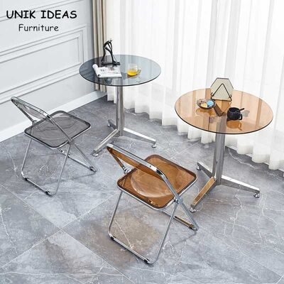 Good price Pub Small Bistro Glass Table And Chairs Set 4 Seater Crystal Acrylic Folding online