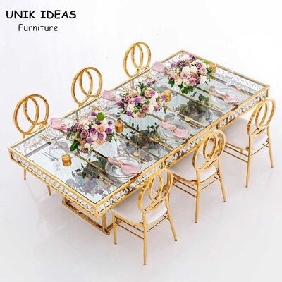 Good price 12 Foot Folding Banquet Table Top Glass Rectangle Crystal Chic 8x30 online
