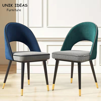 Good price Kitchen Green Metal Frame Dining Room Chair Back Styles Upholstered Backrest Armrest Lounge online