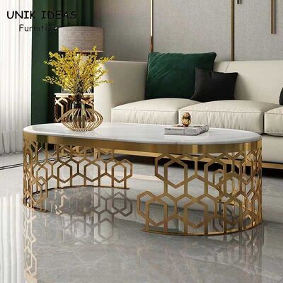 Good price 80x45cm Family Room Entertainment Luxury Center Tables Marble Stainless Steel Frame online