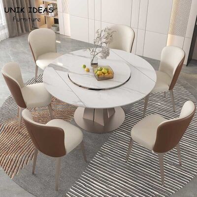 Good price 120cm 4 5 6 Seater White Round Extendable Dining Table And Chairs 4 To 6 Turntable Rotating online