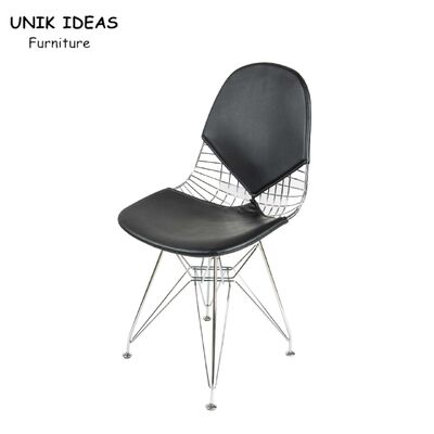 Good price Iron Black Metal Frame Dining Chairs PU Leather Garden Comfy Indoor Outdoor online