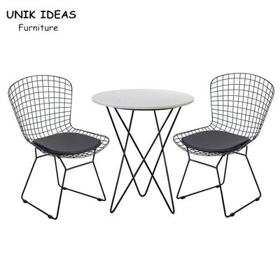 Good price Wire Metal Frame Dining Chairs And Table With Leather Cushion Black UK-LM006 online