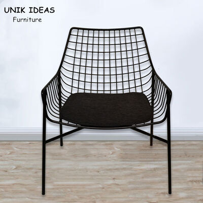 Good price Event Black Metal Wedding Chairs Iron Dining Chairs With Cushion Cafe Bar online