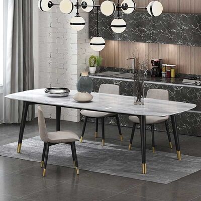 Good price OEM Luxury Dining Table And Chair Set Sintered Stone Top Nordic Style online